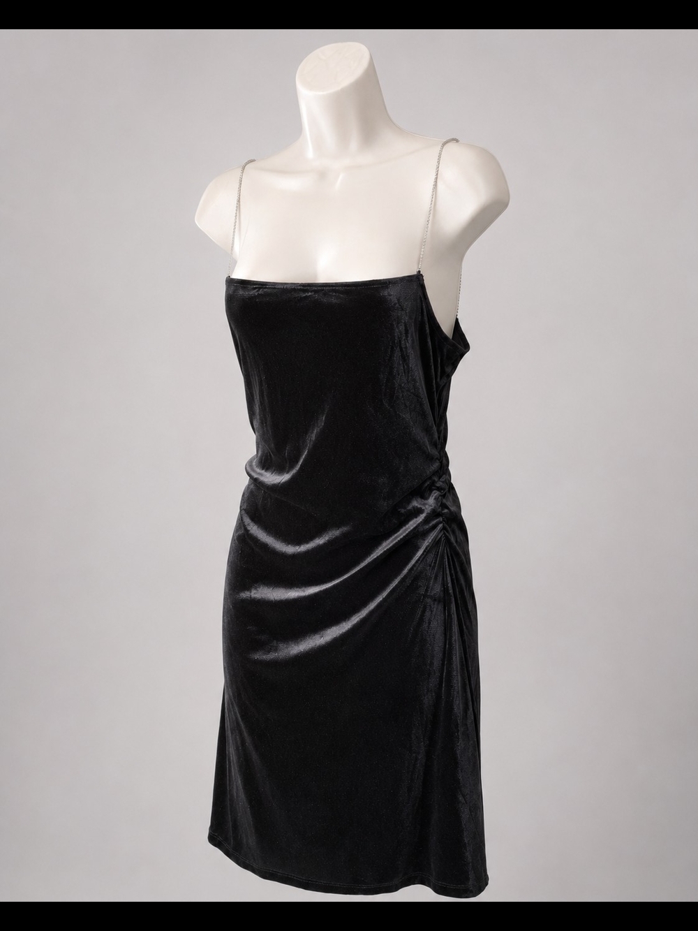 H&M Divided Womens Black Velvet Mini Dress with Rhinestone Straps Size M - Picture 7 of 8